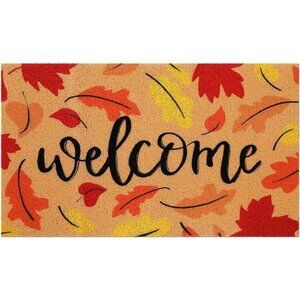 Fall Coir Doormats Maple Leaves Welcome Doormat Orange 29 x 17 Inches Autumn